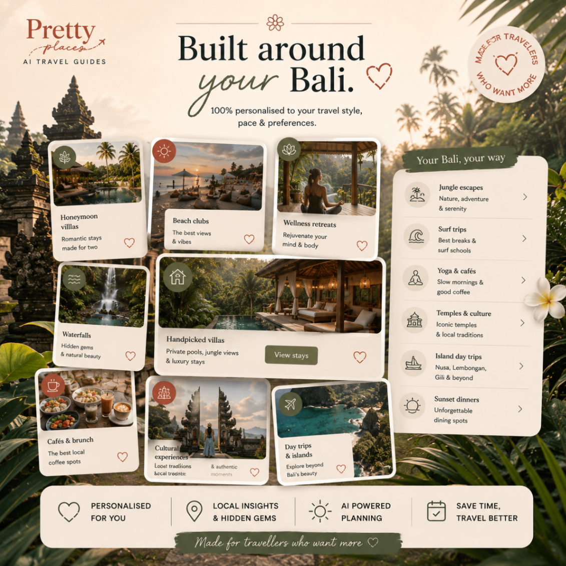 Built around your Bali — personalised to your travel style and pace