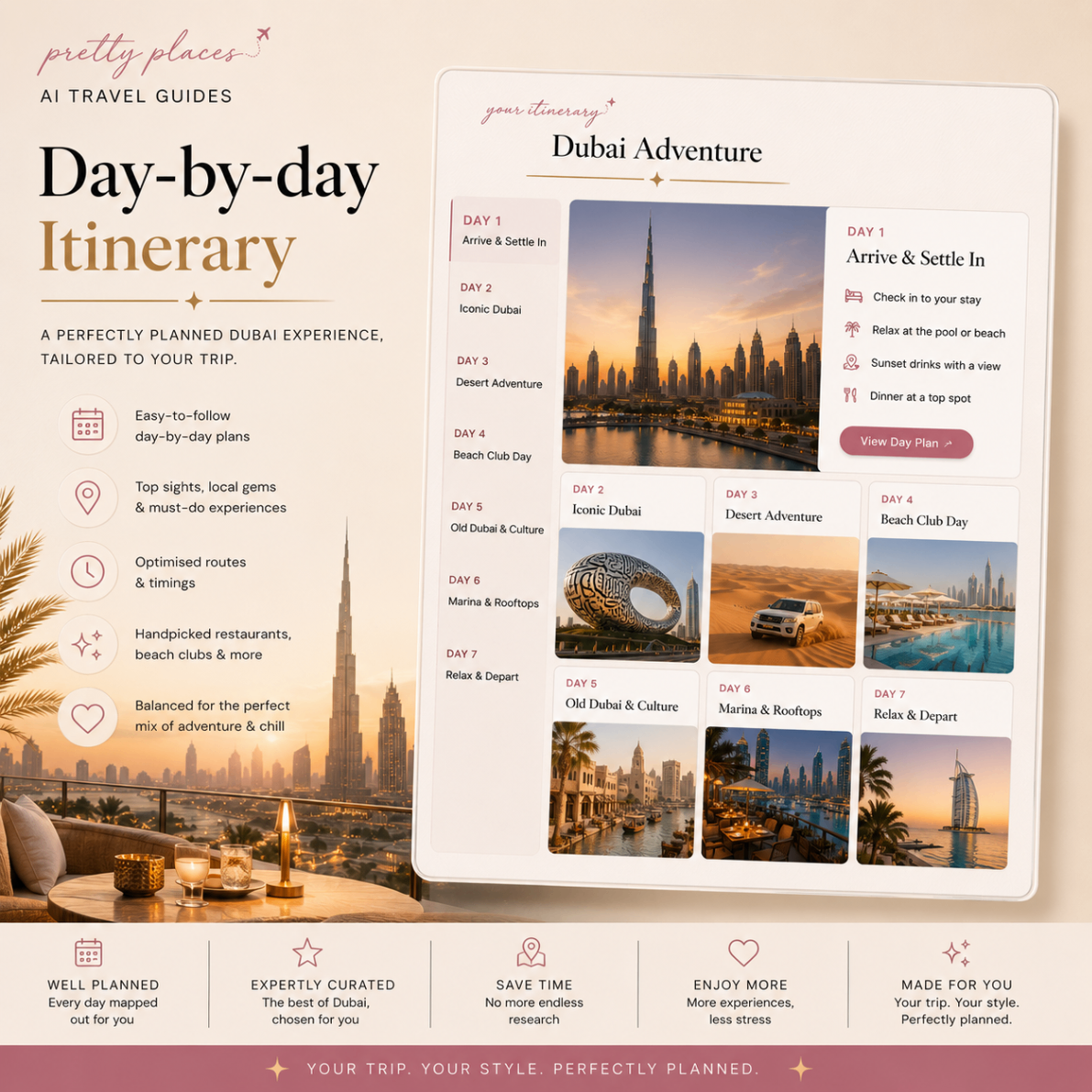 Day-by-day Dubai itinerary with photos for each day