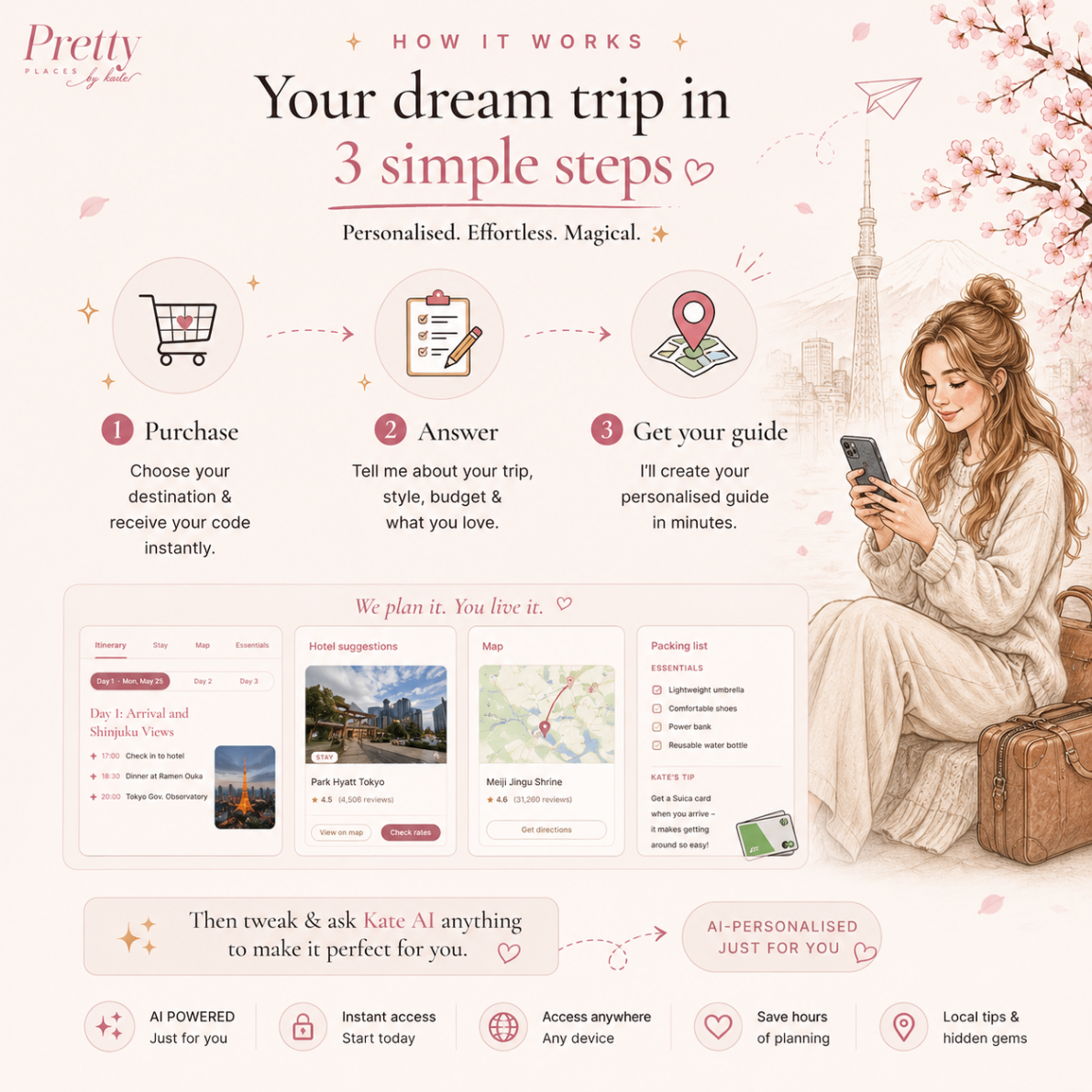 How it works — your dream Japan trip in 3 simple steps