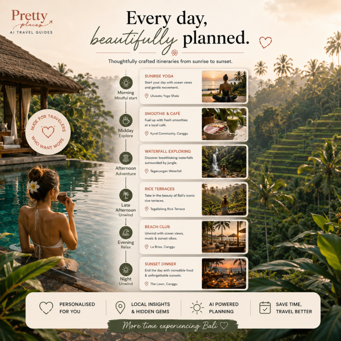 Every day beautifully planned — Bali itineraries from sunrise to sunset