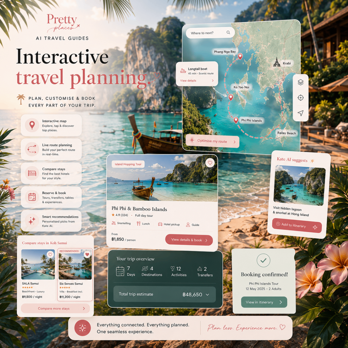 Interactive travel planning for Thailand — maps, bookings and itinerary in one place
