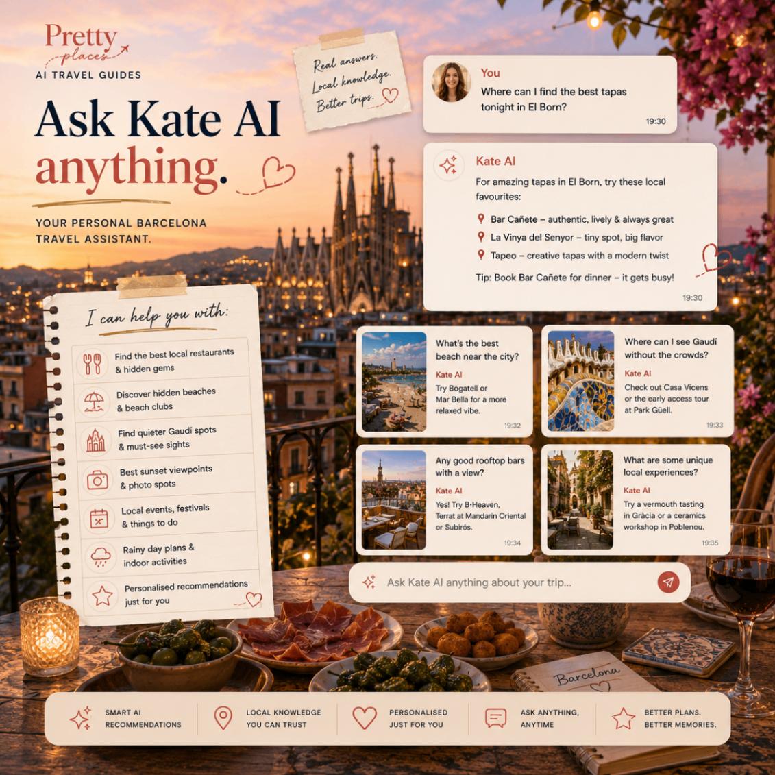 Ask Kate AI anything — your Barcelona travel assistant