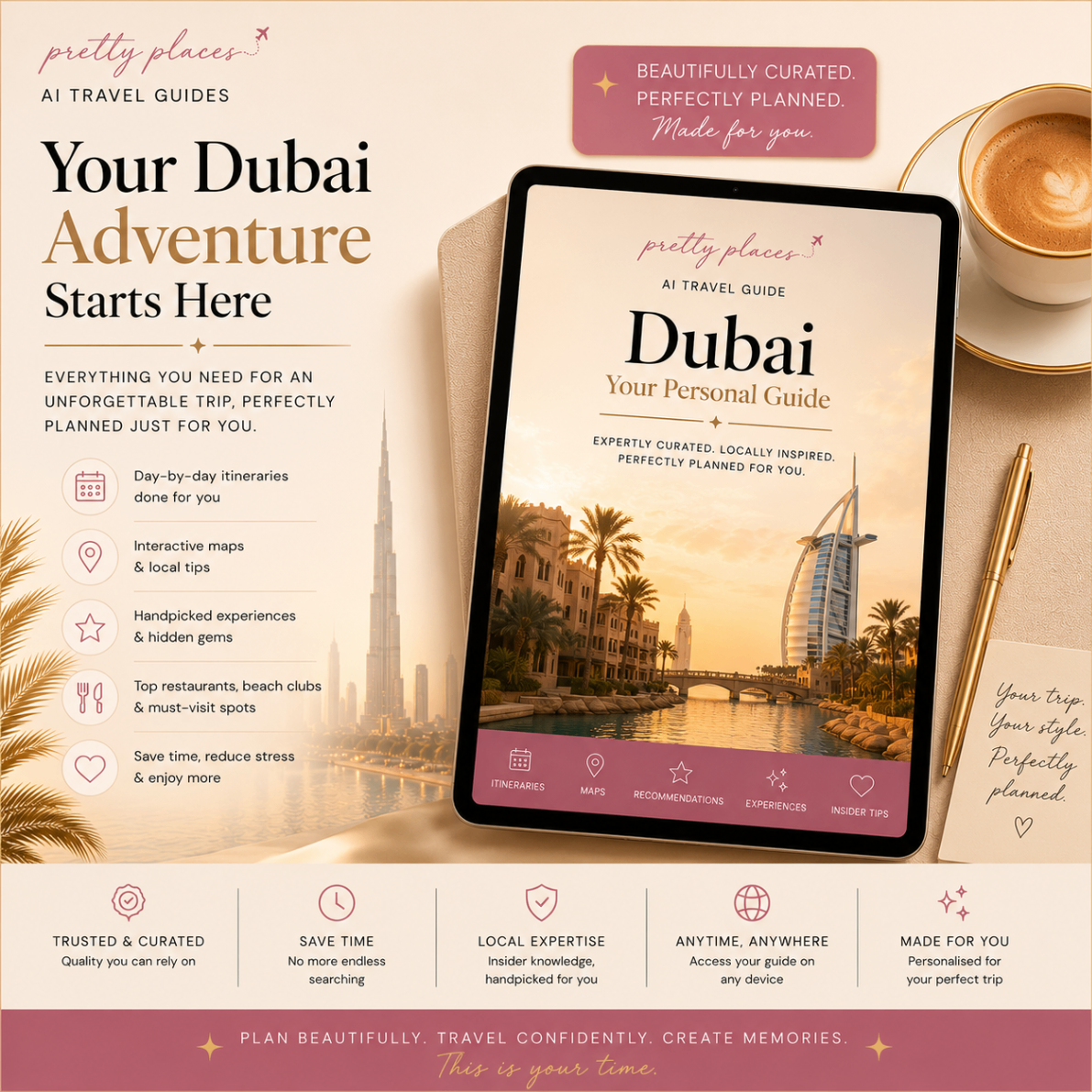 Your Dubai adventure starts here — guide on a tablet