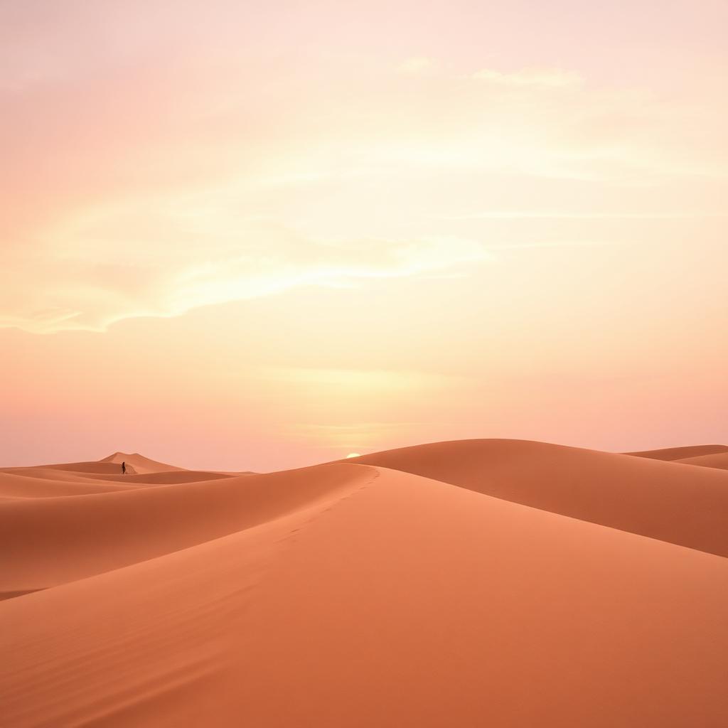 Soft pink desert dunes at sunset