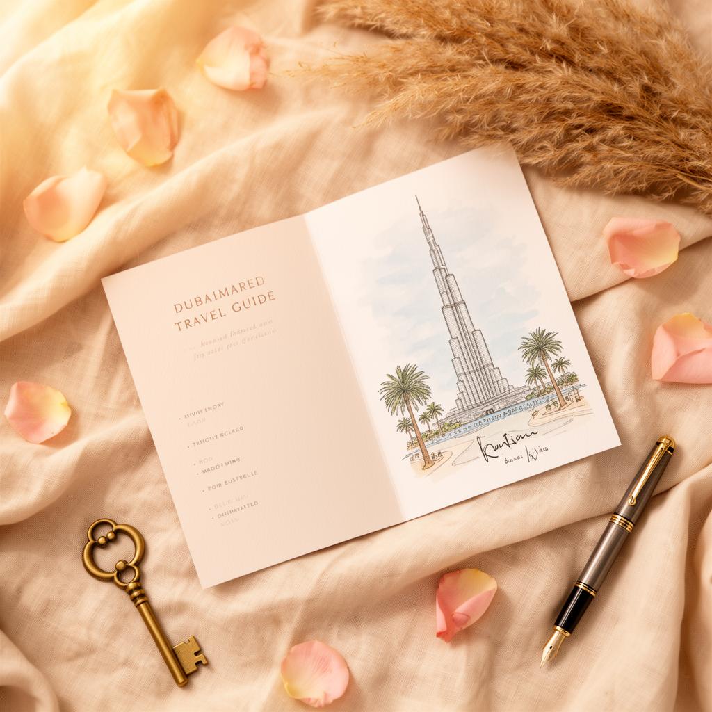A flat-lay of the personalised Dubai travel guide