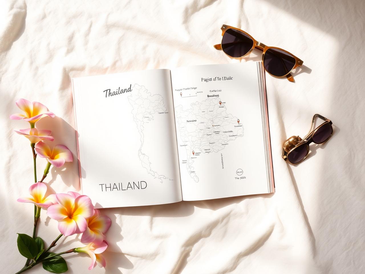 A flat-lay of the personalised Thailand travel guide
